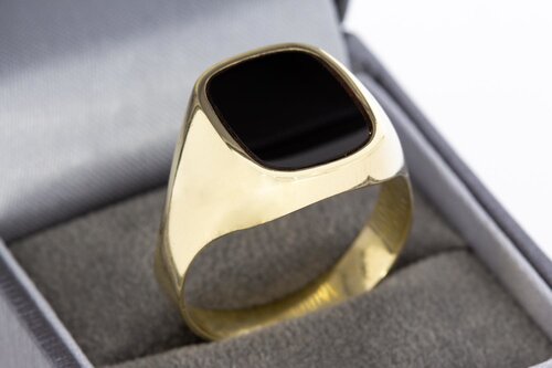 14 Karat Gold Onyx Siegelring - 22,6 mm