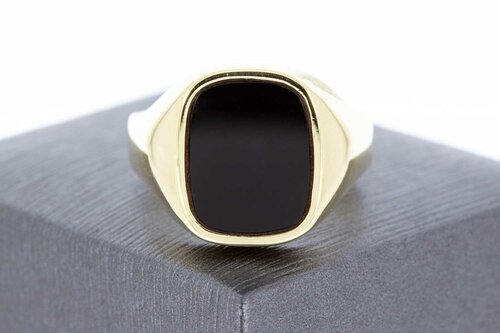 14 Karat Gold Onyx Siegelring - 22,6 mm