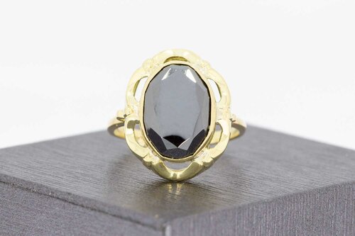 Retro Gold Ring 14 Karat mit Hämatit - 18,2 mm