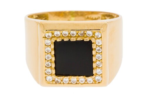 22 Karat Gold Onyxring mit Zirkonia - 19.6