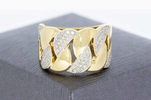 18 Karat Gold Bandring mit Diamant - 17,6 mm