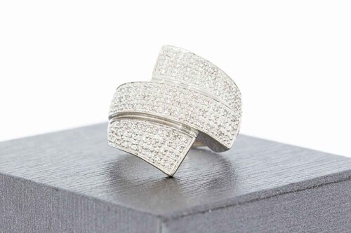 18 Karat Gold geschwungene Diamant Ring - 16,9 mm