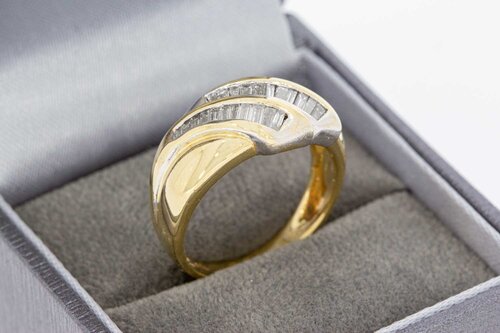 Bicolor 18 Karat Gold Bandring mit Diamant - 18,5 mm