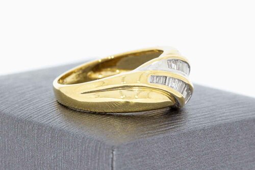 Bicolor 18 Karat Gold Bandring mit Diamant - 18,5 mm