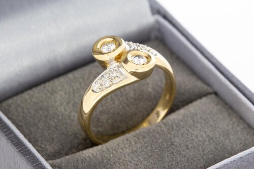 14 Karat geschwungene Gold Diamant Ring - 17,9