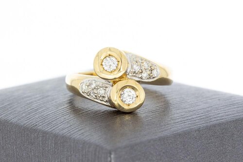 14 Karat geschwungene Gold Diamant Ring - 17,9