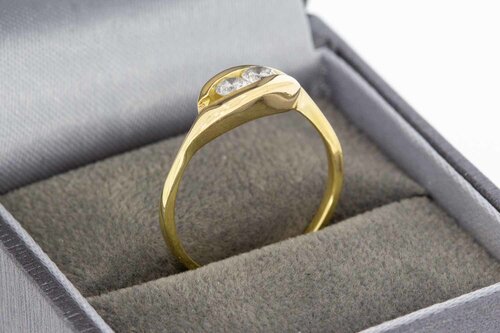 14 Karat Gold geschwungene Diamantring - 17,3 mm