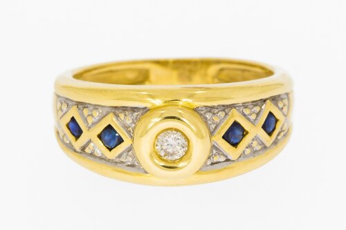 18 Karat Gold Saphir Ring mit Diamant - 16,6