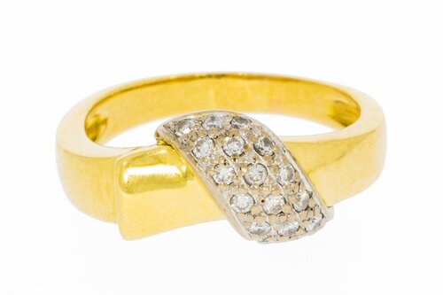 18 Karat bicolor Goldring mit Diamant - 16,3 mm