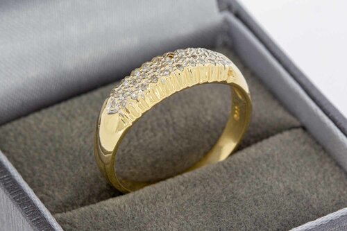 14 Karat Goldbandring mit Diamanten - 19,5 mm