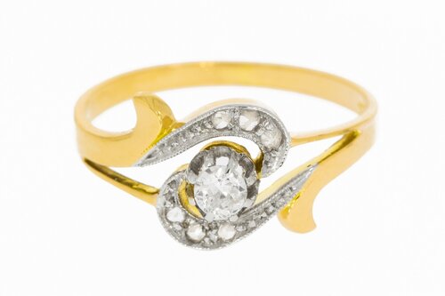 18 Karat Gelbgold geschwungene Diamant Ring - 17,9 mm