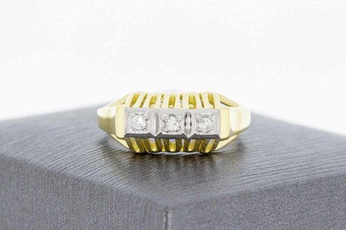 Bicolor 585 Goldring mit Diamant - 17,4 mm