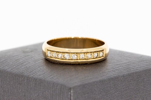 Gold Bandring 14 Karat mit Diamanten - 17,6 mm