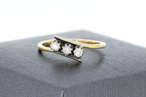 14 Karat Gold geschwungene Diamant Ring - 16,5 mm