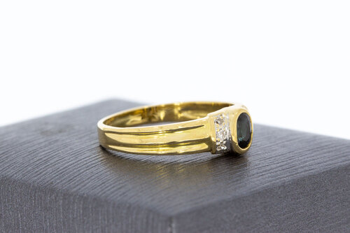 Saphirring mit Diamant 18 Karat Gold - 17,9 mm