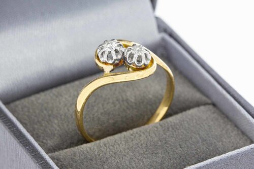 Geschwungene Diamant Ring 18 Karat Gold - 19,8 mm