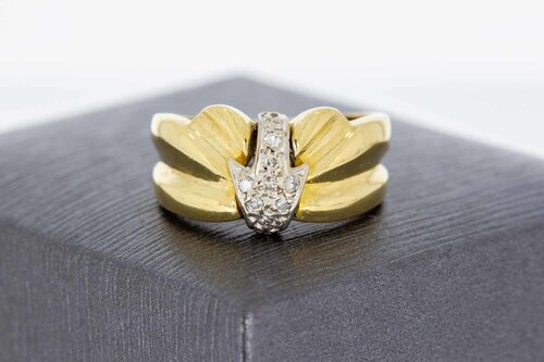 Bicolor Gold Ring 18 Karat mit Diamanten - 16,5 mm