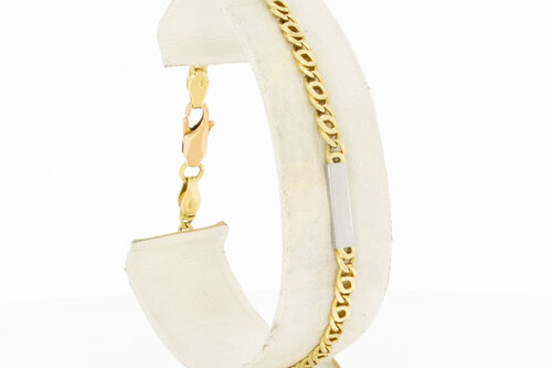 14 Karat bicolor Gold Falkenauge  Armband - 19,8 cm