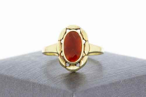 Vintage 14 Karat Gold Marquis Karneol Ring - 18 mm