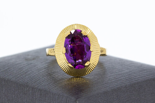 Vintage Ring 18 Karat Gold mit Amethyst - 18,1 mm