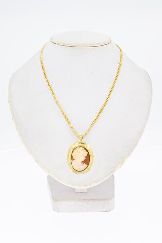 14 Karat Gold Vintage Cameo Anhänger - 40,3 mm