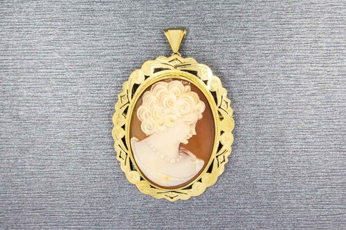 14 Karat Gold Vintage Cameo Anhänger - 40,3 mm