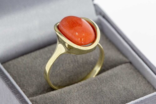 14 Karat Vintage Gold Ring mit rote Koralle - 19,4 mm