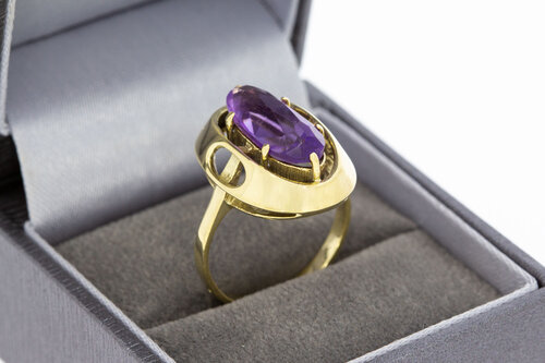 Gold Damenring 14 Karat mit Amethyst - 17,9 mm