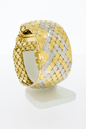 750 bicolor Gold breites Armband - 19,8 cm