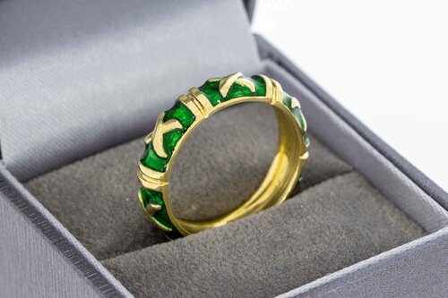 18 Karat Gold Fantasy Bandring mit Emaille - 18,6 mm