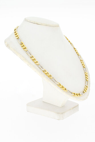 Figaro Kette 18 Karat bicolor Gold - 89,5 cm