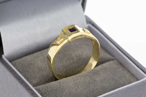 Saphirring aus 18 Karat Gold mit Diamant - 19,3 mm