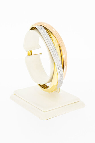 18 Karat tricolor Gold Armreif mit Diamant