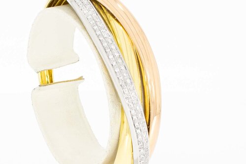 18 Karat tricolor Gold Armreif mit Diamant