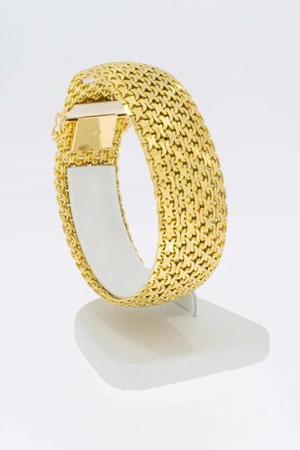 18 Karat Gold breit geflochtenes Armband - 19,1 cm