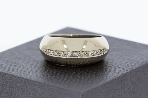 18 Karat Weißgold Bandring mit Diamant - 18 mm