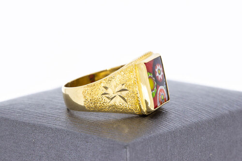 750 Gold Statement Emaille Ring - 17,7 mm